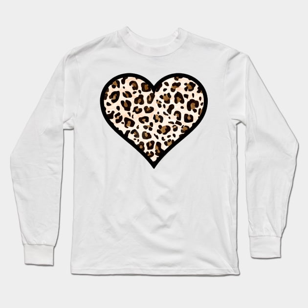 Leopard Print Heart Long Sleeve T-Shirt by bumblefuzzies